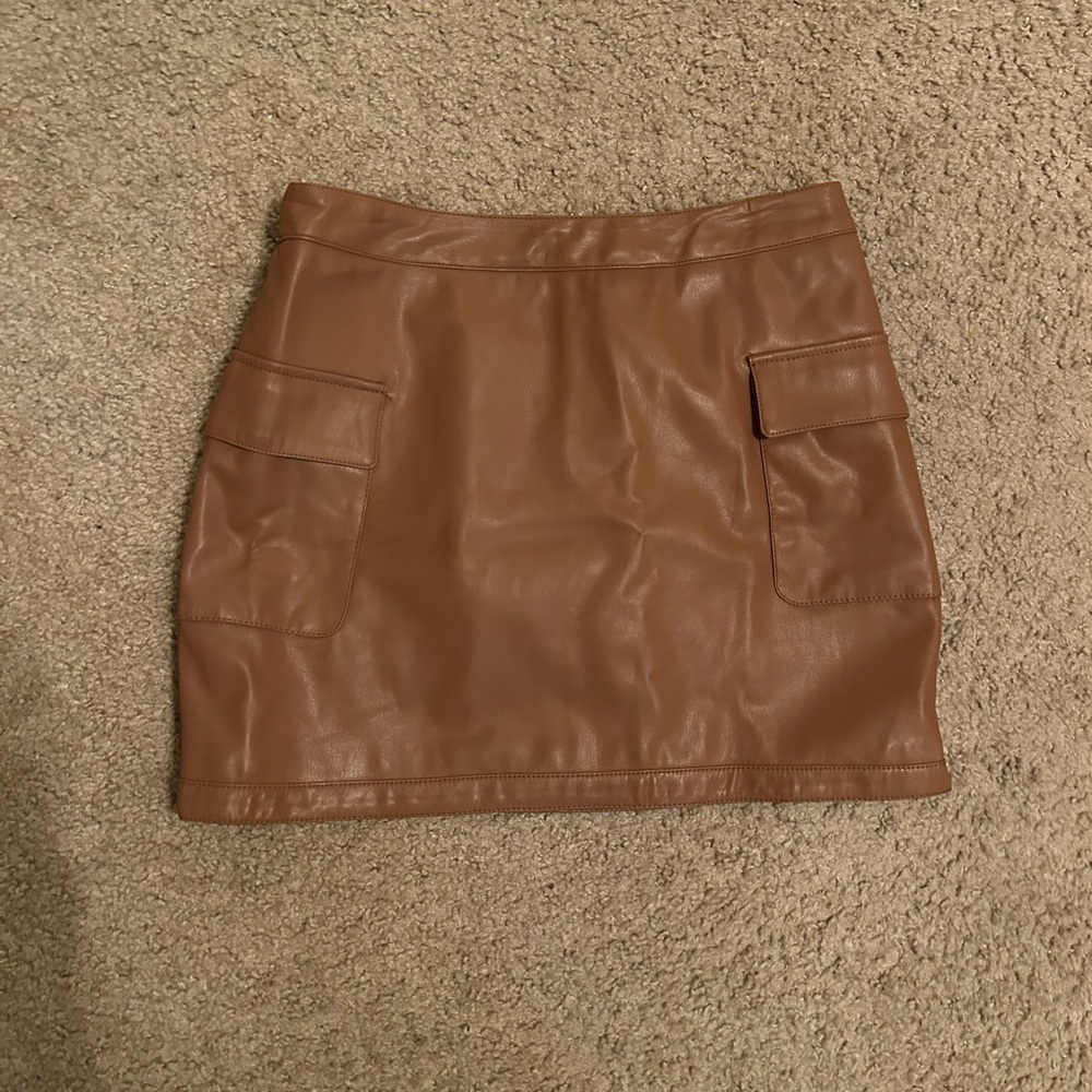 Forever 21 Brown Faux Leather Skirt